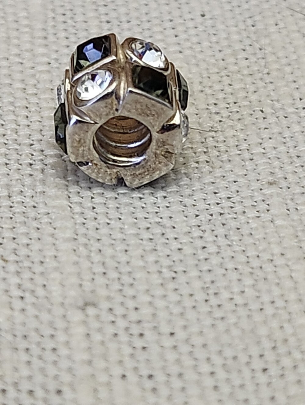 Chamilia X Swarovski Sterling Silver Cubed Bead with Black and Clear Crystals - Picture 4 of 7